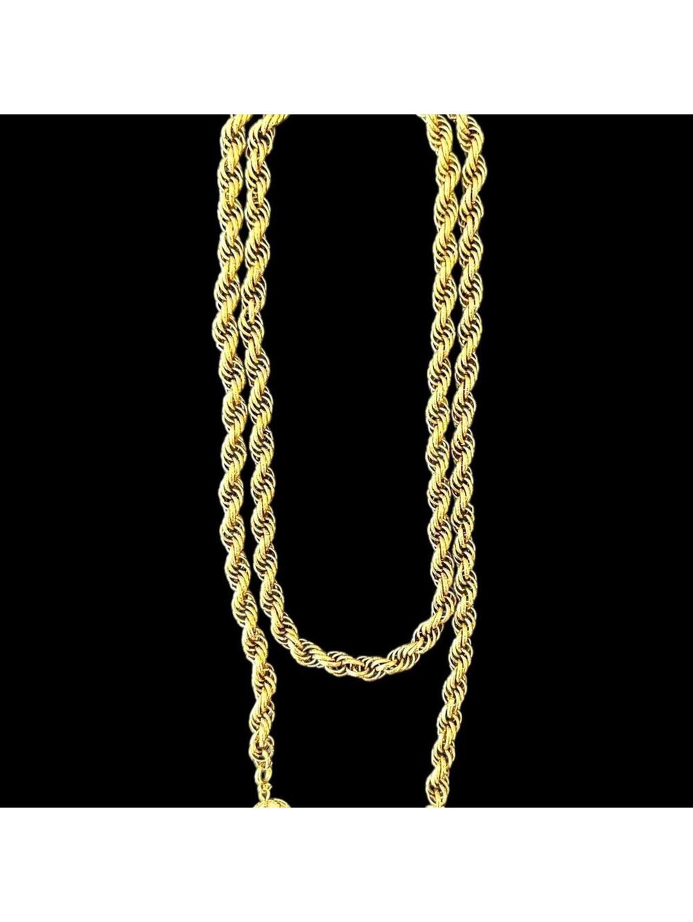 Elegant‎ Gold Tone Rope Chain Necklace with Pearl Pendant